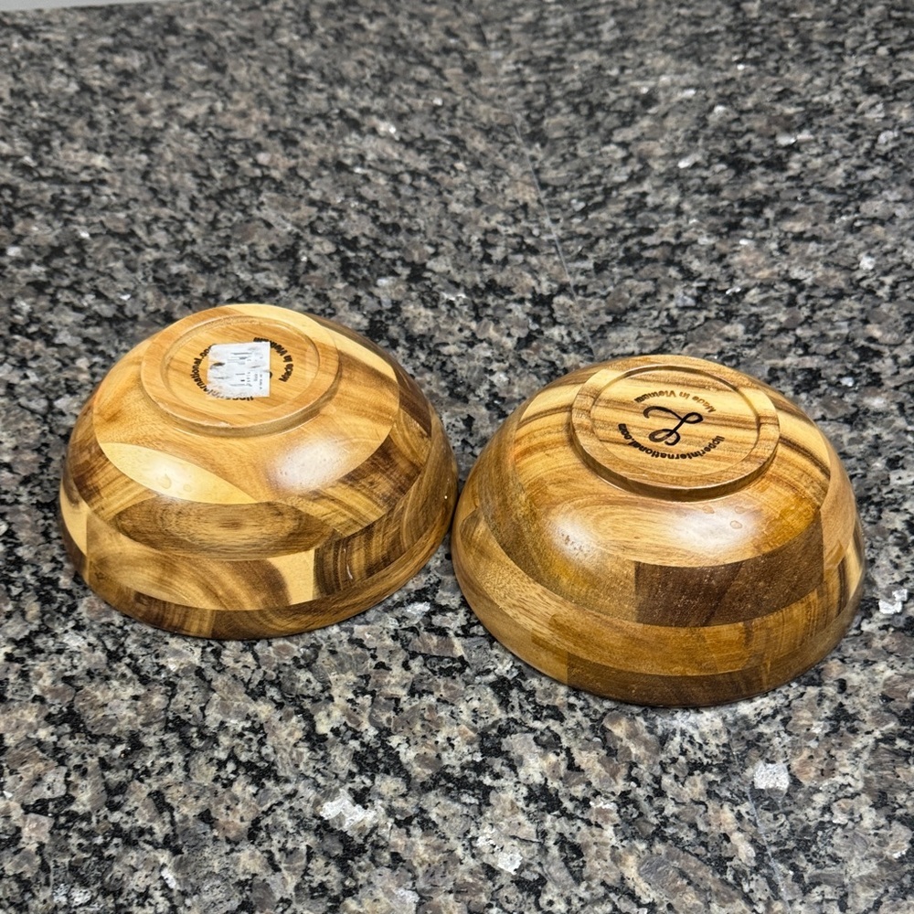 Rustic Farmhouse Wooden Bowl Set - Rich Brown - Picture 7 of 12